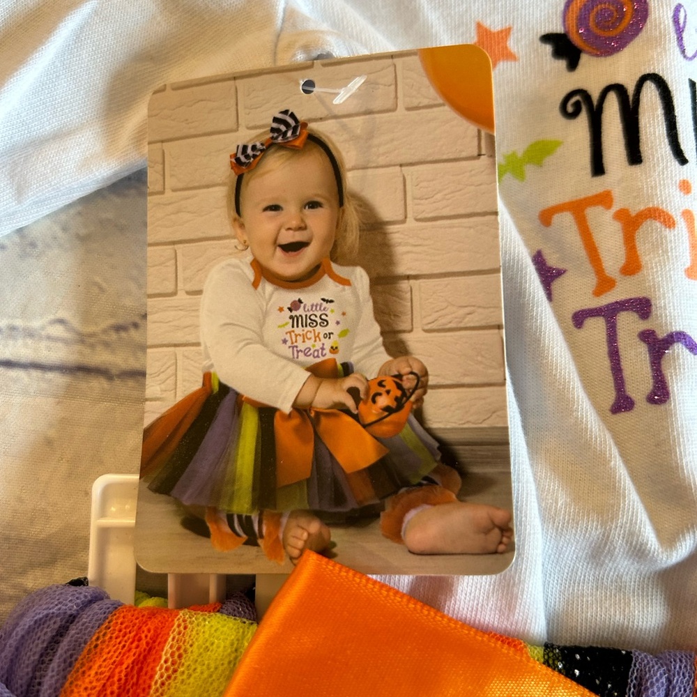 BABY ESSENTIALS 4 PC LITTLE MISS TRICK OR TREAT HALLOWEEN COSTUME SIZE 6 MOS